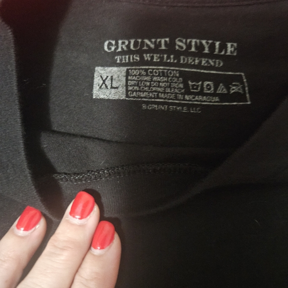 Grunt Style Black T-Shirt with Green and Purple Design - Picture 2 of 4